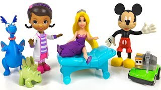 Doc Mcstuffins Treats Mickey Mouse Disney Princess Rapunzel Stegasaurus And The Crane Truck - Story