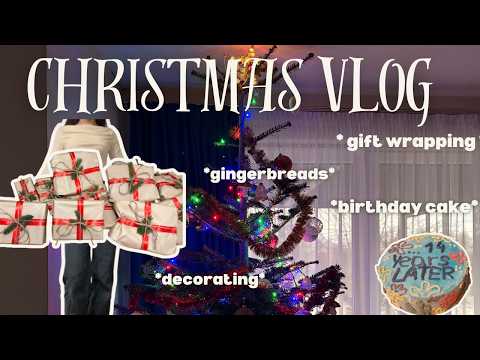 Christmas Vlog🎄gingerbread, wrapping presents, decorating, making a birthday cake, and more!