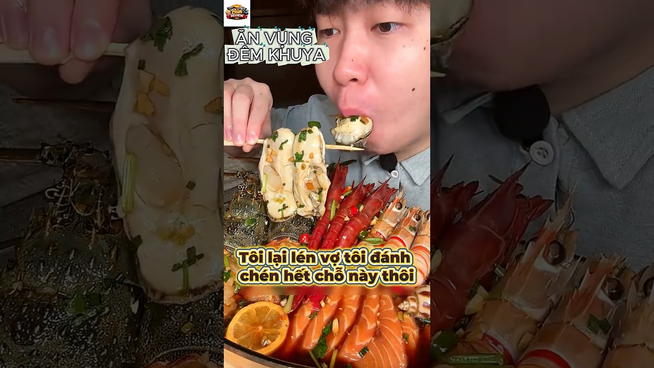 Ăn vụng đem khuya: Rình lúc vợ ngủ say ăn hải sản một mình #food #mukbang