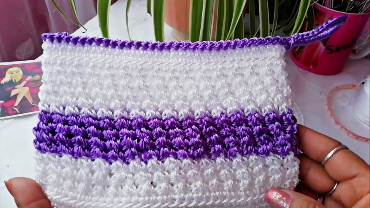 Cosmetiquera a CROCHET puntada racimos