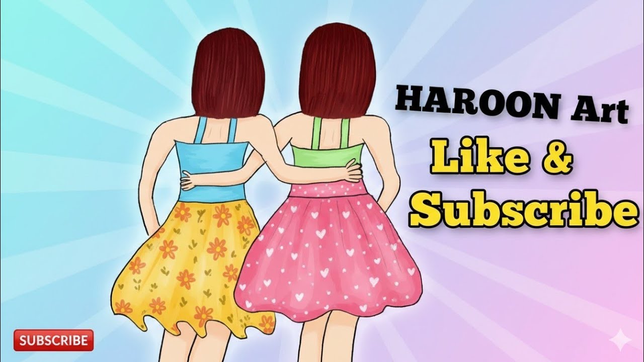 How to draw a two Girls best friends holding hand || Pencil sketch for beginner ||HAROON Art drawing