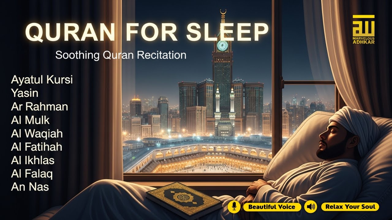 Quran Before Sleep in A Relaxing Voice ✦ Ayatul Kursi, Yasin, Rahman, Waqiah, Mulk By Alaa Aqel