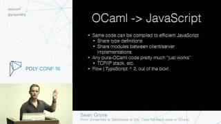 Celebrity PolyConf 16: From Unikernels to Databases to UIs - Truly full-stack apps in OCaml / Sean Grove Net Worth