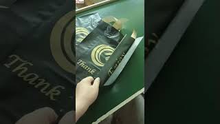 Custom Restaurant Carry Out Takeout Bags Black Togo Coffee Packaging Takeaway Plastic Bag With Logo