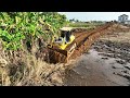 Wow super strong power long moving dirt  by dozer komatsu d65px and 10wheel hino dumper truck