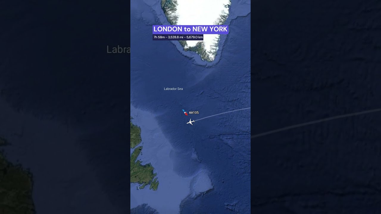 LONDON to NEW YORK Flight Route, Time and Distance