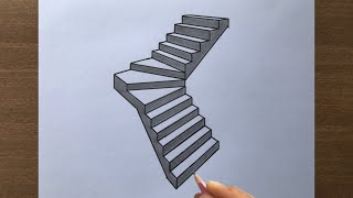 How to Draw L Shaped Winder Stairs in 2 Point Perspective