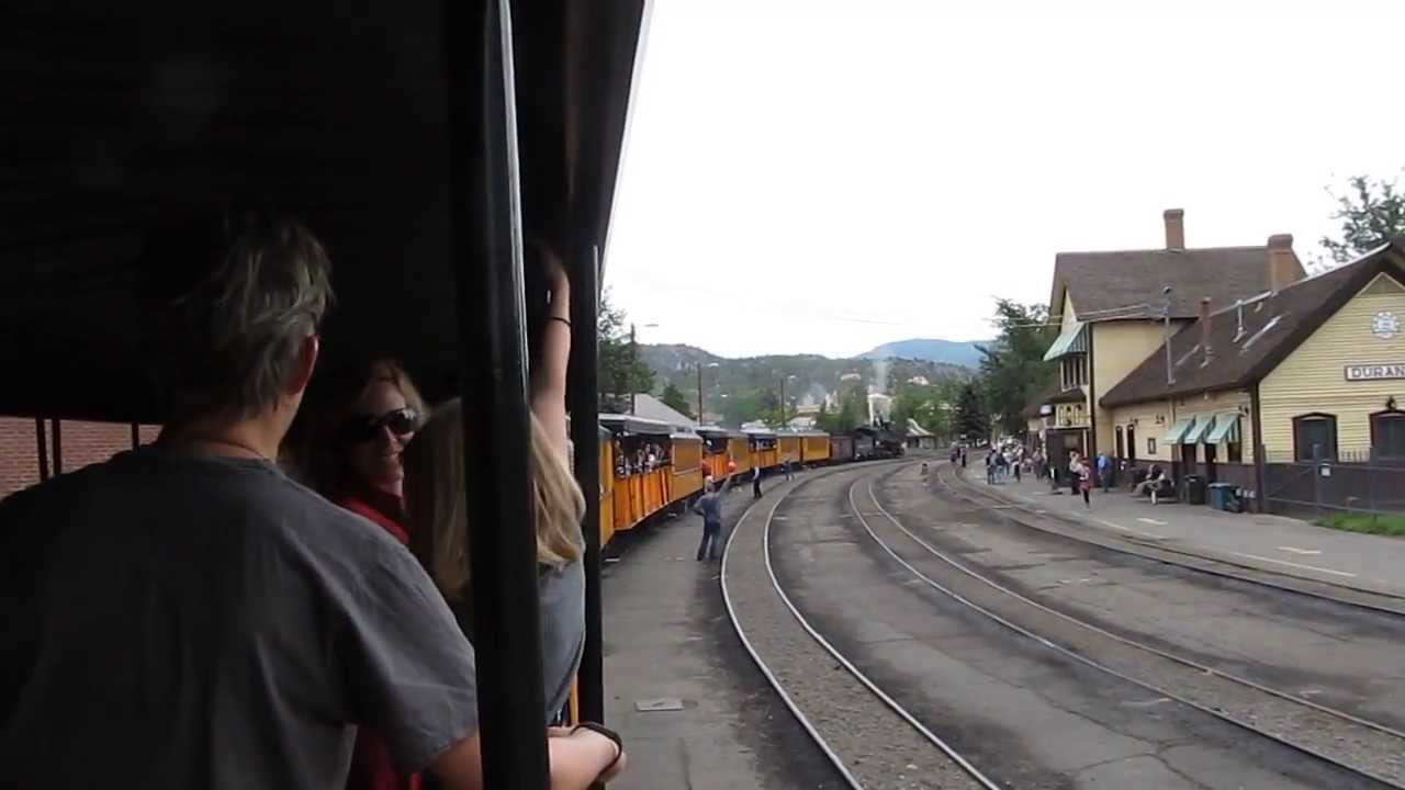 Durango and Silverton Narrow Gauge Railroad 9:30am train leaving Durango station 8-6-2013 part 1