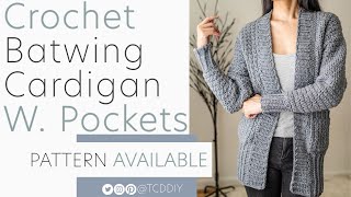 Crochet Batwing Cardigan with Pockets | Pattern & Tutorial DIY