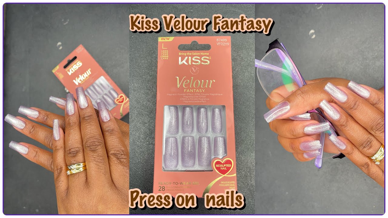 New Kiss press on nails 💅 Velour Fantasy (L) powder effect