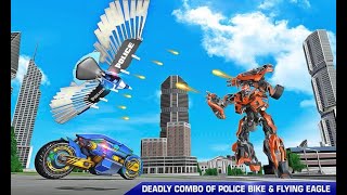 Police Eagle Robot Bike Game - Android GamePlay | Walk through a Game screenshot 5