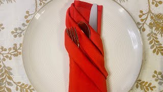 Triple Diagonal Pocket Napkin Fold