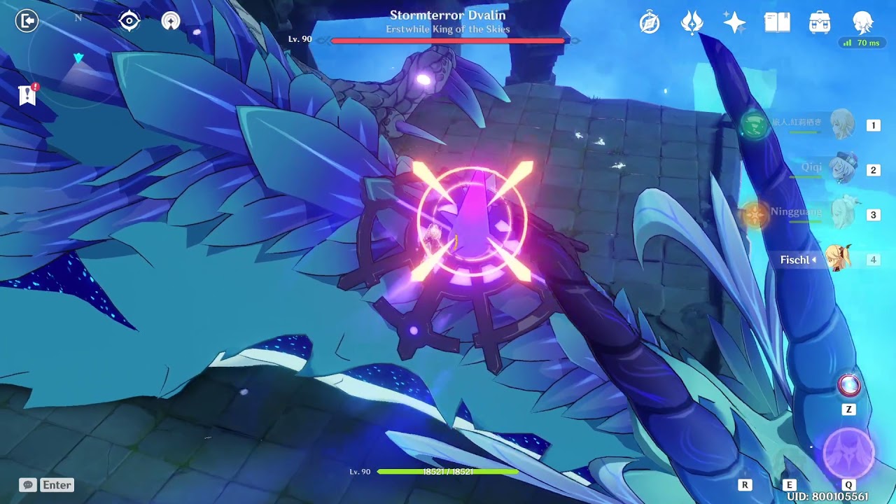 Me (Traveler, Qiqi, Ningguang, Fischl) vs Dvalin (lvl 90)