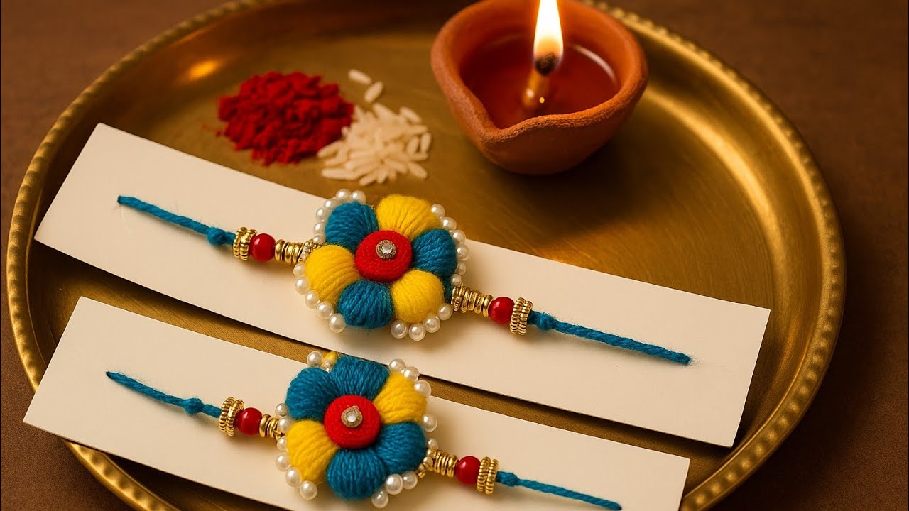 Woolen Rakhi How to Make easy Rakhi at home from wool / Handmade Rakhi Making from ...
