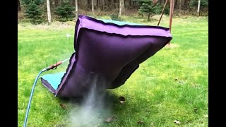 Exploding old leaky mattresses with compressed air.