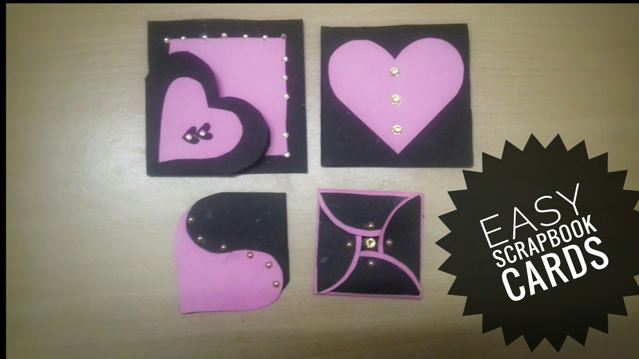 4 different cards for scrapbook💗 Easy scrapbook card tutorial Scrapbook card ideas YouTube
