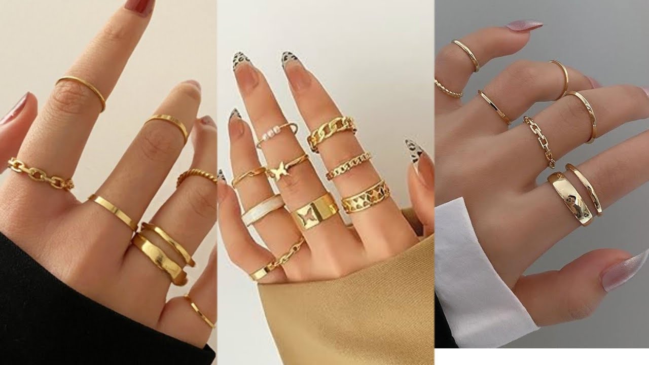 New Simple Fashion Accessories Wave Rings Five Pieces In One Set Gold  Thread Belt Rhinestones Ring Fingers Tail Rings Women Jewelry From  Melody2041, $0.57 | DHgate.Com