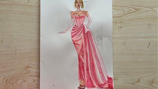 Barbie elbisesi çizimi moda tasarım çizimleri