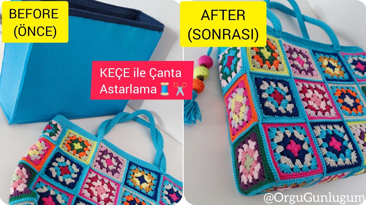 Keçe astar dikimi 🪡✂️KEÇE İLE ÇANTA ASTARLAMA 🧵 KALIP ÖRGÜ ÇANTA YAPIMI ✂️ Çanta Astar Dikimi