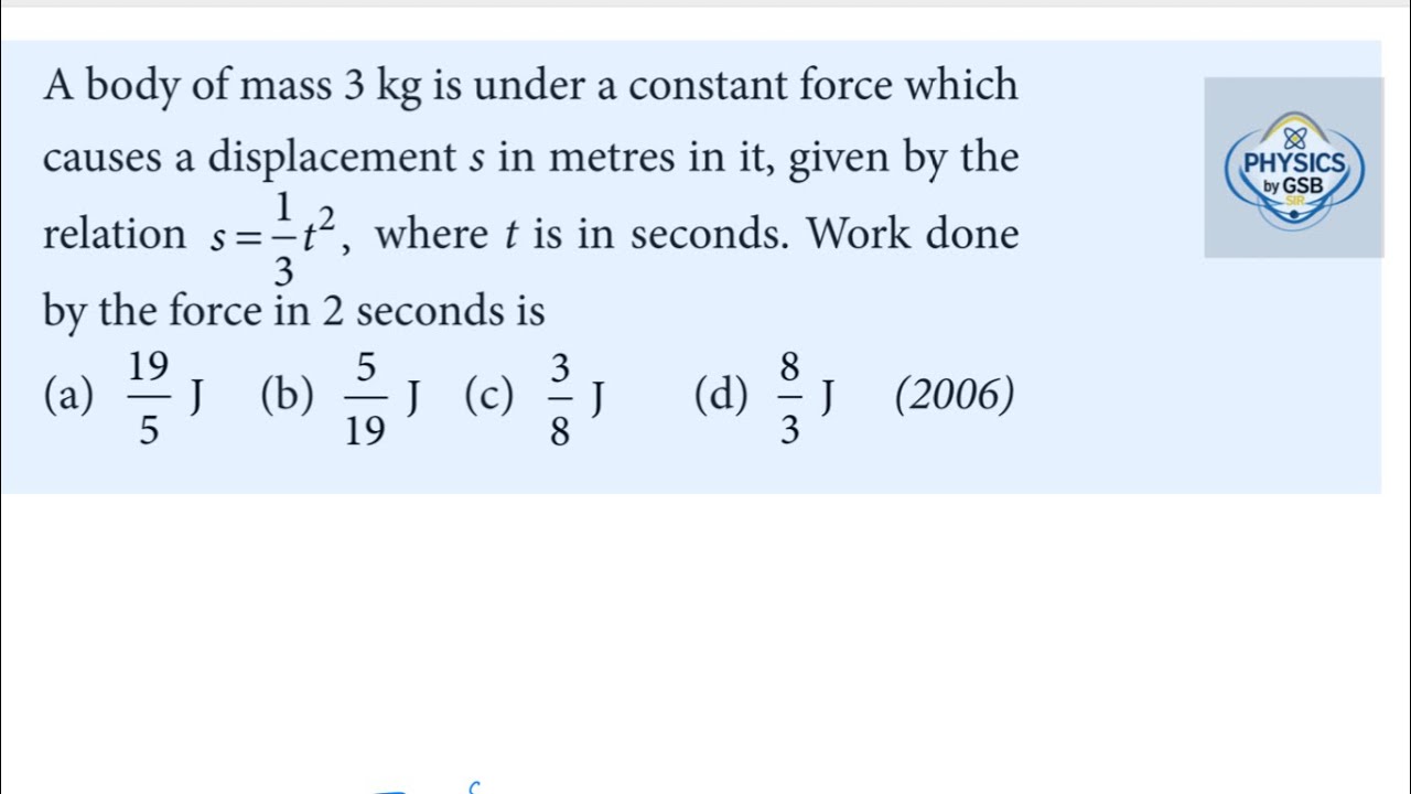 E31. Work power & energy | Physics PYQ | NEET, JEE, AIIMS, AIPMT - YouTube
