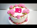 Тортик с розовыми гортензиями(крем БЗК). /Cake with pink hydrangeas(protein custard).