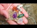 This is really a magical beach, we found many polished gems, sea glass？！Gems