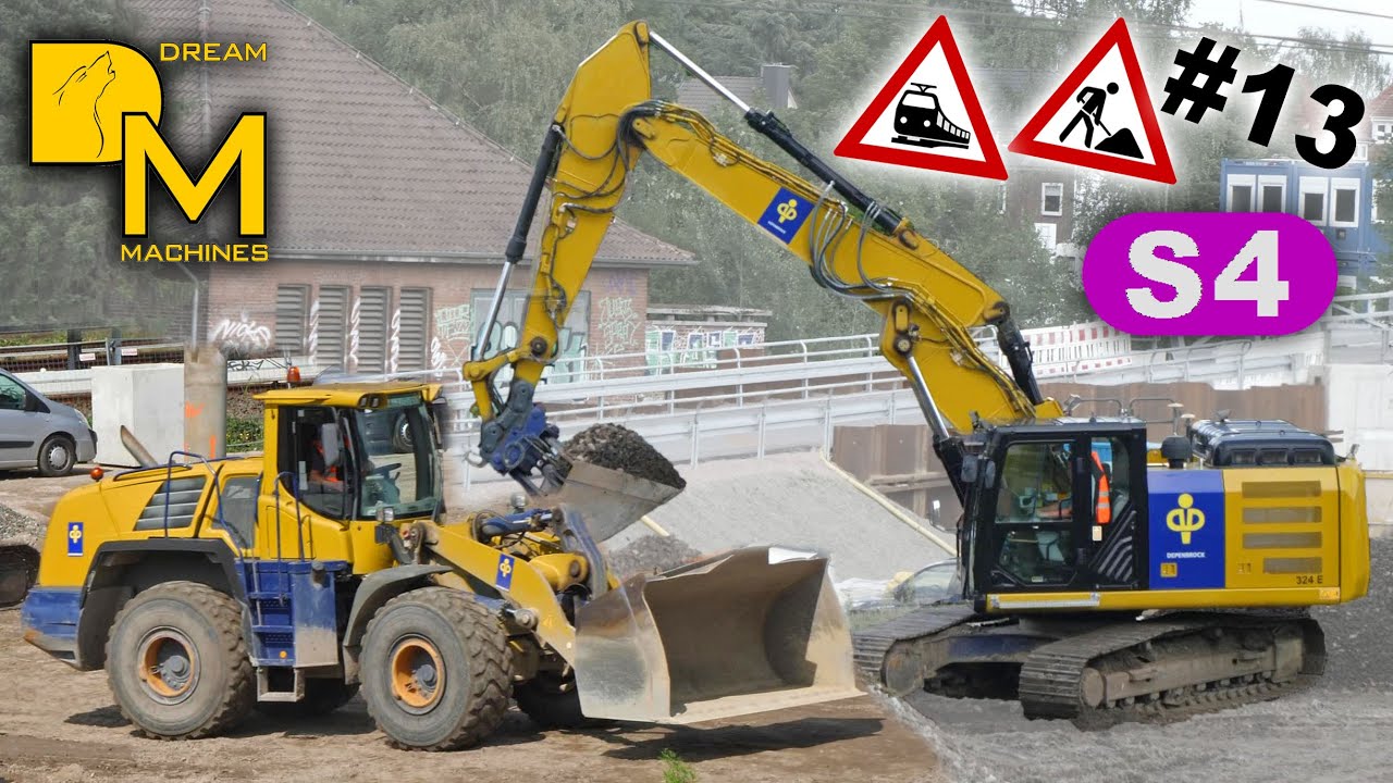 CATERPILLAR 324E BAGGER LIEBHERR L566 RADLADER BAUSTELLE GLEISBAU S-Bahn S4 [13] DREAM MACHINES