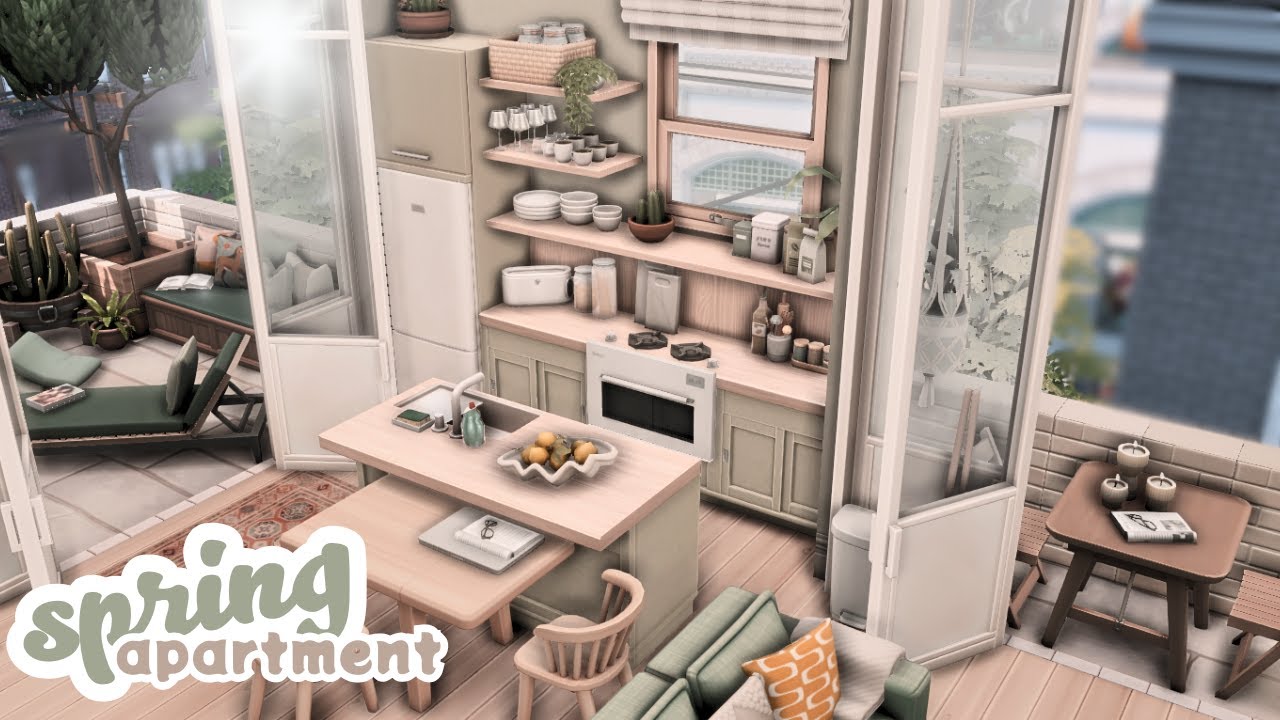 spring apartment ☀ | The Sims 4  apartment renovation | speed build | cc