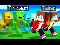 Twins speedrunner vs triplets hunter  jj vs mikey in minecraft maizen