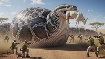 Brave animal rescue team saves cow from giant python