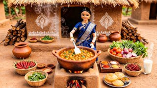Download Lagu Miniature Doll Puri Chutney \u0026 Chana Cooking ASMR 🫓🥣 | Indian Village Tiny Kitchen Story MP3
