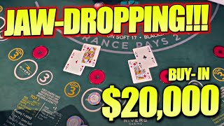 $20,000 BUY-IN! IT'LL MAKE YOUR JAW DROP!!! HUGE BLACKJACK TABLE WIN $1,500/HAND