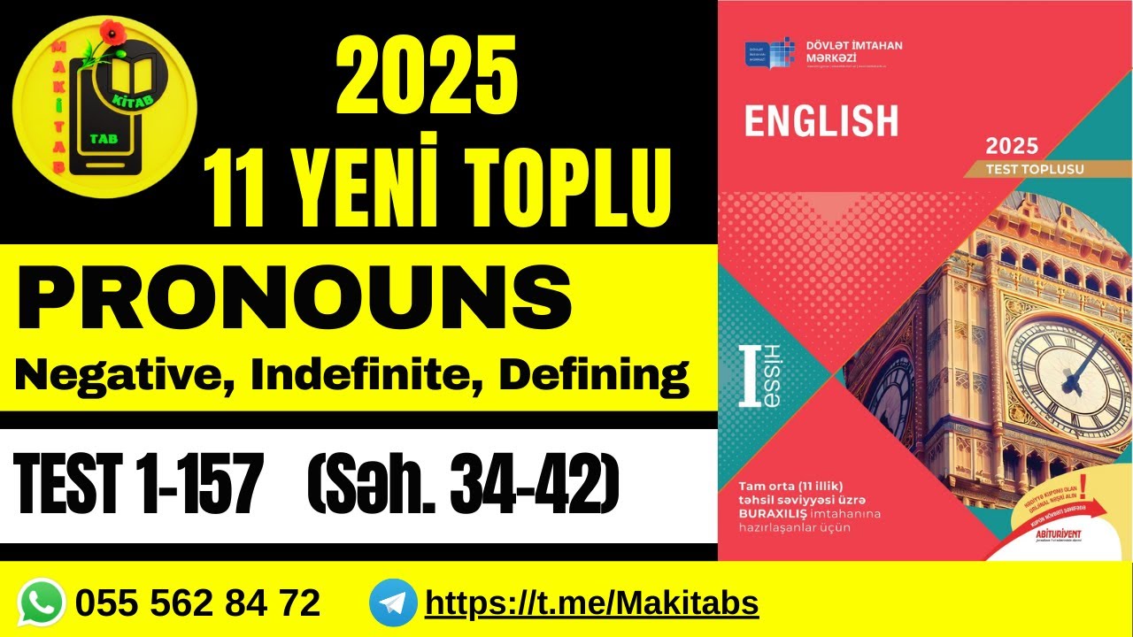 DİM 11-Cİ SİNİF TEST TOPLUSU 2025 İNGİLİS DİLİ | PRONOUNS (Negative, Indefinite, Defining) | İZAH