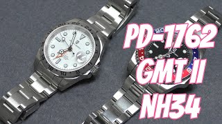 Pagani Design PD-1762 GMT II Uhr mit Seiko TMI NH34 Automatikwerk und 24h Stahllünette