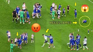 😡SCENES:See How Angry Chelsea Players Fight Spurs After Bizzare Challenge On Reece James. 