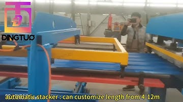 Roofing sheet roll forming machine with hydraulic decoiler and automatic stacker