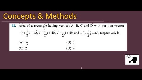 Area of rectangle having vertices A,B,C and  D with position vectors -i+(1/2)j+4k, i+(1/2)j+4k...