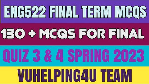 Eng522 Final Term Mcqs Spring 2023/ Eng522 Quiz 3 Spring 2023/ Eng522 Quiz 4 Spring 2023