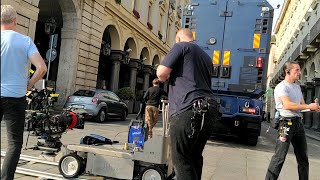 Dolly camera, first ciack in the morning, Blue track via Roma Fast & furious 10. Italy set footage First Ciack Lamborghini Fast Furious 10 Italy Set Footage Torino 6 Giugno 2022
