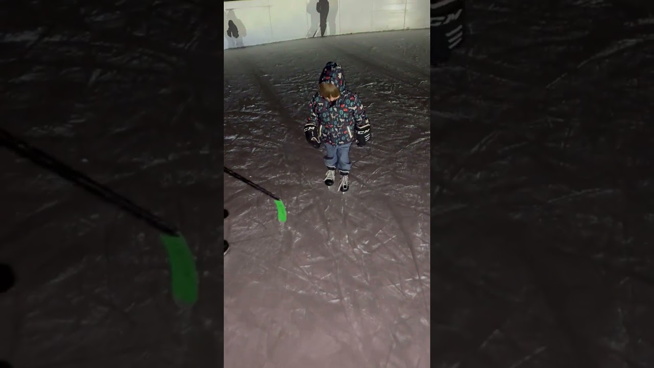 Boy goes ice skating for the first time then falls forward and faceplants
