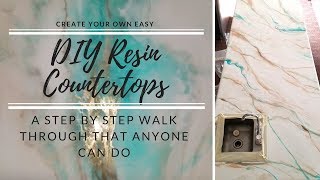 HOW TO resin over existing countertops (Our First 8 ft counter and you can do it too)