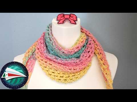 Crochet | Rainbow Gradient Summer Triangle Scarf | Beginner Tutorial