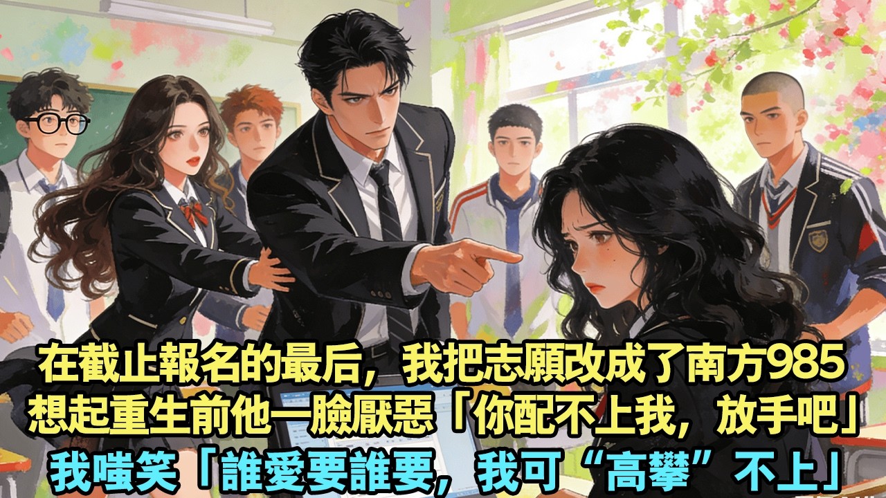 【完結爽文】在截止報名的最後一刻，我把志願改成了南方985。同桌詬異問我「你不是說，李晟去哪兒你去哪裡嗎?」想起重生前他一臉厭惡「你配不上我，放手吧」我嗤笑「誰愛要誰要，我可「高攀」不上」