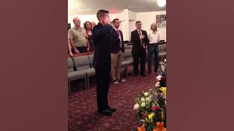 Captain David Corder giving his grandfather Robert...