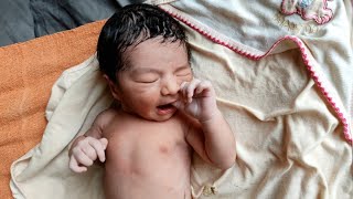 Gorgeous Newborn baby born after 8 years of marriage just after birth First Cry || He is so Hairy