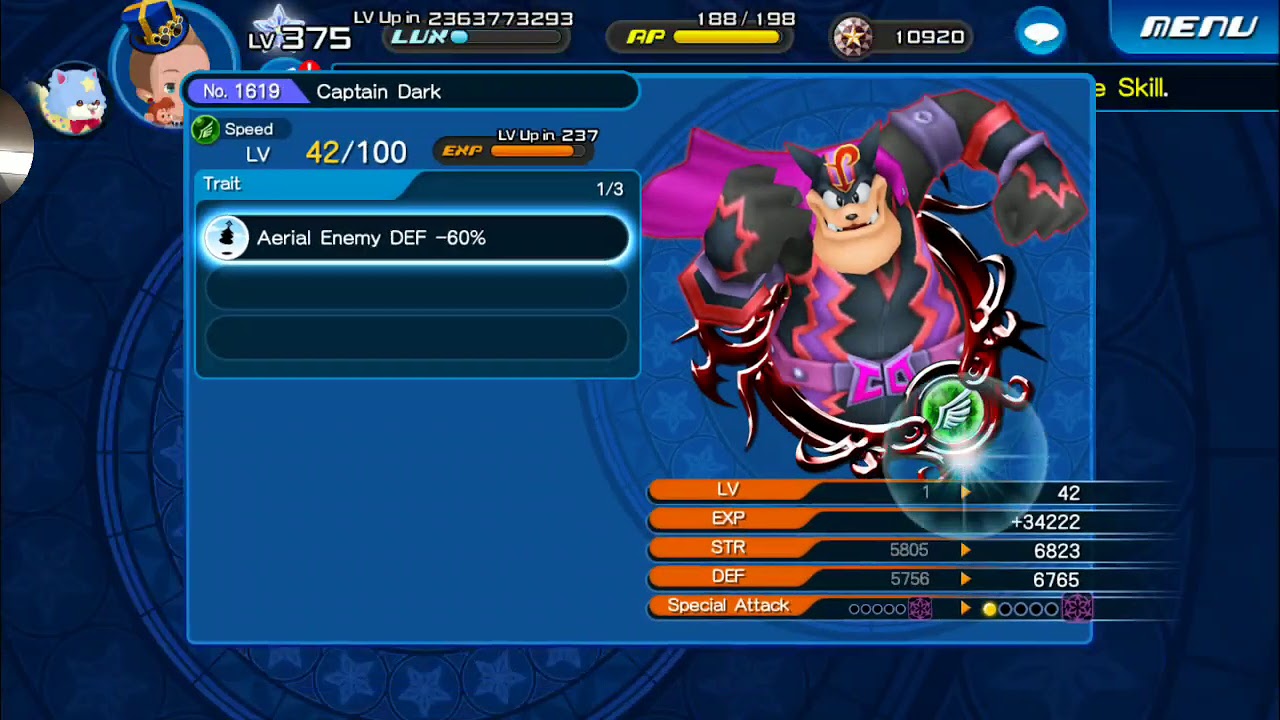 KINGDOM HEARTS UNION X: CAPTAIN DARK ROLLS AND TRAITS