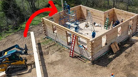 Putting a RIDGE BEAM on a LOG HOME! you have never...