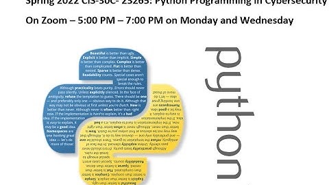 Spring 2022 CIS-30C-23265: Python Programming in Cybersecurity