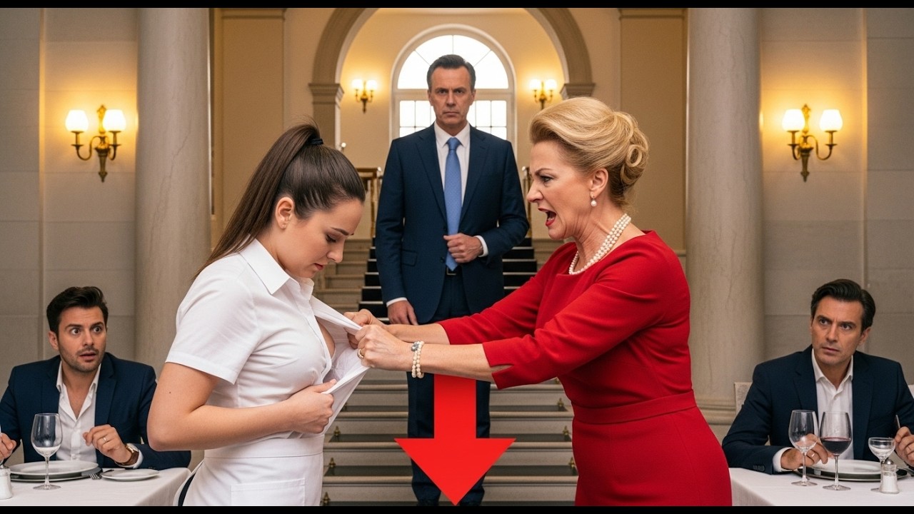 ARROGANTE LE DESTROZÓ LA BLUSA CREYENDO QUE ERA SOLO UNA MESERA — PERO UN MILLONARIO LA OBSERVABA