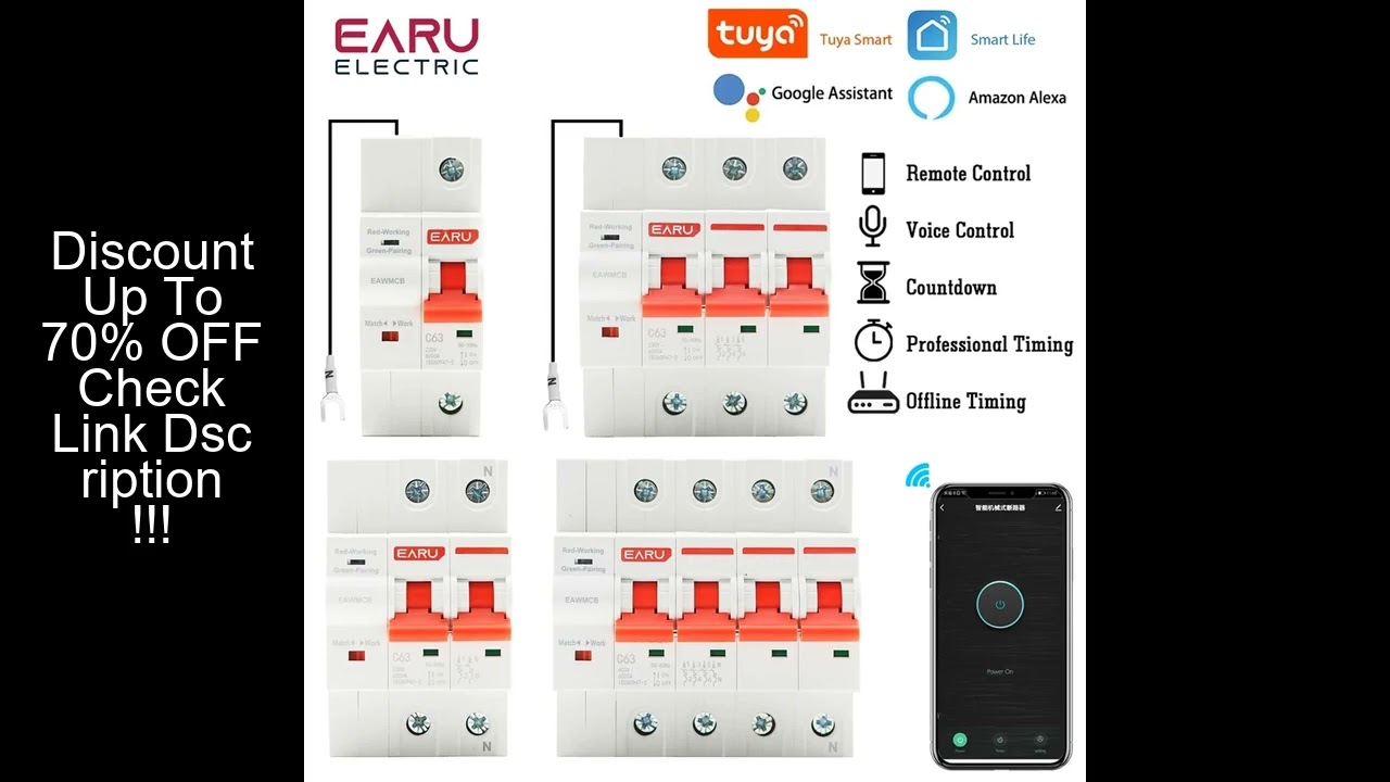 1P 2P 3P 4P TUYA APP WIFI Circuit Breaker Timer Voice Remote Control Smart Life Automatic Intelligen